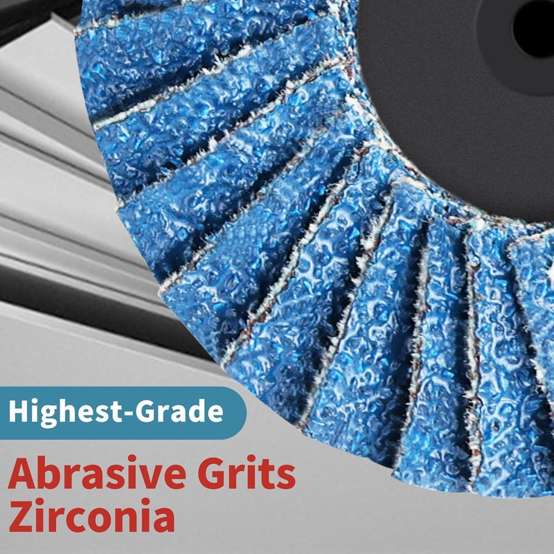 TSOAPX 28 PCS Flap Disc Set, 2" Zirconia Blue Flat Flap Discs Roll Lock Grinding Sanding Sandpaper Wheels with 1/4" Shank Holder Grit 36/60/80, Surface Prep Discs for Angle Grinder Rust Paint Removal - Image 3
